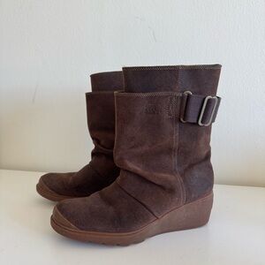 Sorel Toronto Size 9 Brown Women’s Waterproof Suede Buckle Wedge Boots Booties